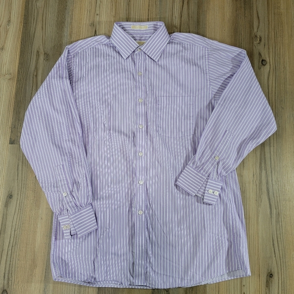 Michael Kors Other - Michael KORS Men's Striped Purple Dressy Long Sleeve Cotton Shirt 15 1/2 32/33